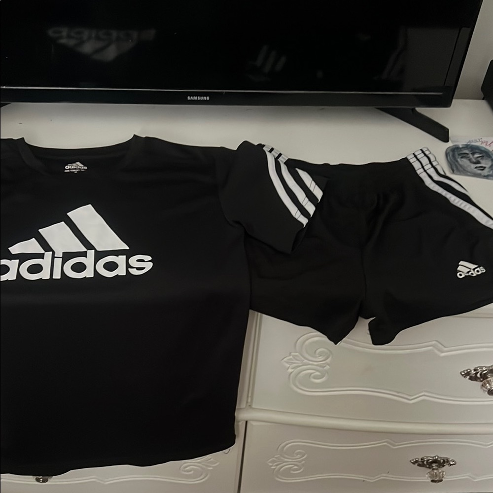 Adidas Black and White Sportswear Set